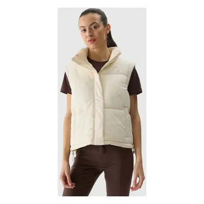 Women's down vest with 4F synthetic down filling - beige