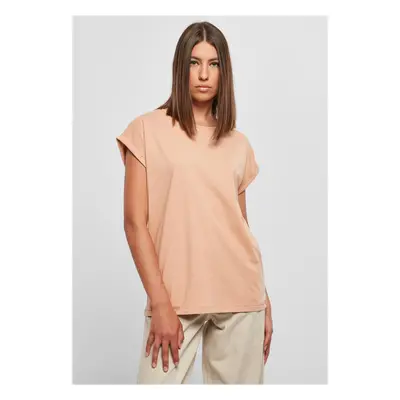 Women's T-shirt with an extended shoulder in amber color