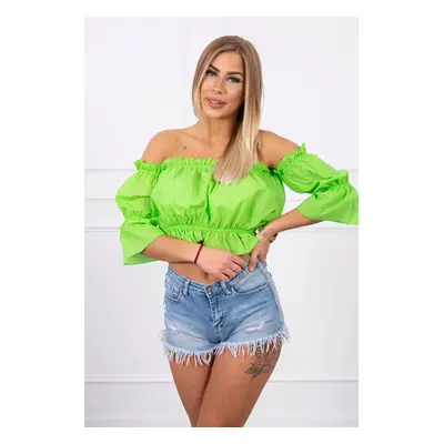 Blouse over the shoulder light green