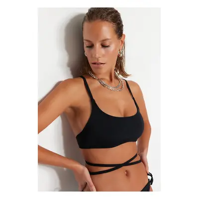 Trendyol Black Bralette Piping Bikini Top