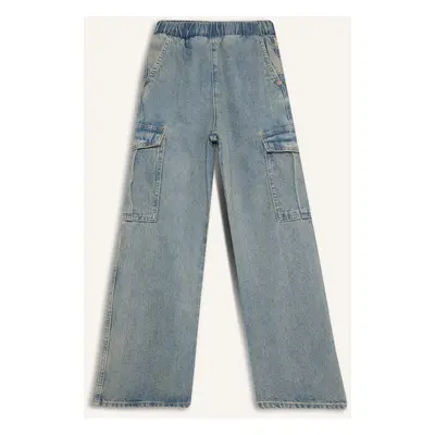 DEFACTO Girls Cargo Pocket Wide Leg Wide Leg Jean Pants D4690a824wn