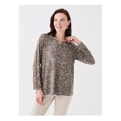 LC Waikiki Crew Neck Patterned Long Sleeve Women's Blouse