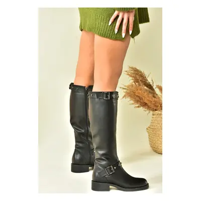 Fox Shoes Black Staple Detailed Daily Women's Boots