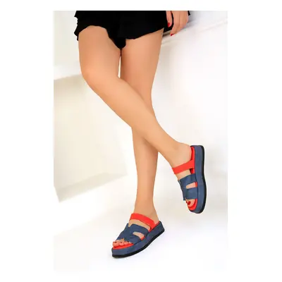 Soho Blue Denim-Orange Women's Slippers