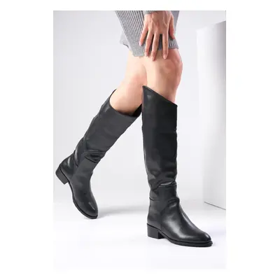 Mio Gusto Black No Zipper Women's Short Heeled Boots With Shearling Für Lined.