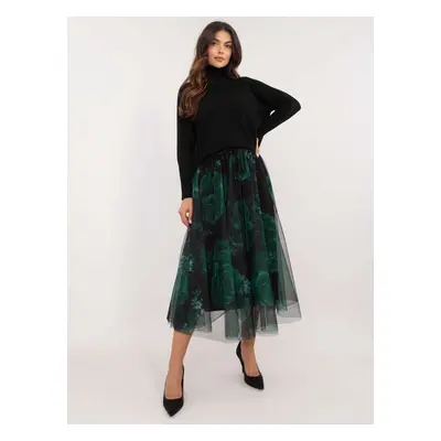 Green and black tulle skirt