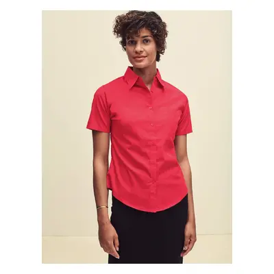 Red Poplin Shirt With Short Sleeves Fruit Of The Loom