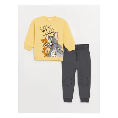 LC Waikiki Crew Neck Tom & Jerry Printed Baby Boy Sweatshirt and Sweatpants Set