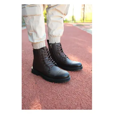 Riccon Brown Zippered Men's Combat Boots