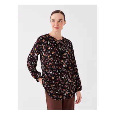 LC Waikiki Tie-Up Collar Floral Long Sleeve Women's Blouse