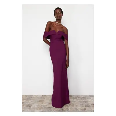 Trendyol Purple Body-fitting Woven Long Evening Evening Dress