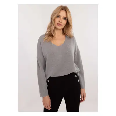 Grey oversize sweater with neckline