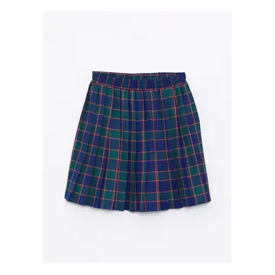 LC Waikiki Plaid Gabardine Girl Pleated Skirt with Elastic Waist