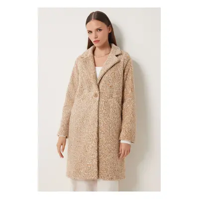 Happiness İstanbul Women's Biscuit Double Breasted Collar Pocket Boucle Coat