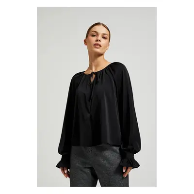 Women's blouse Moodo with puff sleeves - black