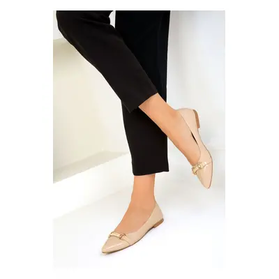 Soho Beige Patent Leather Women's Ballerinas