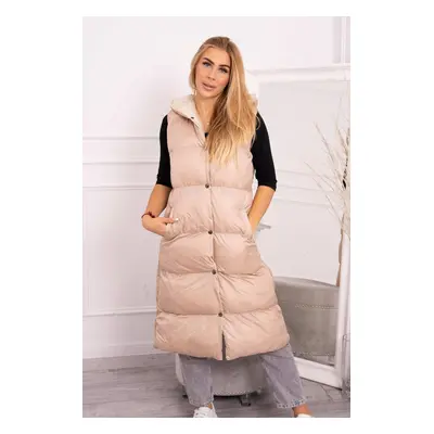 Quilted vest with hood beige