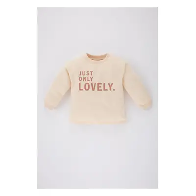 DEFACTO Baby Girl Crew Neck Printed Sweatshirt