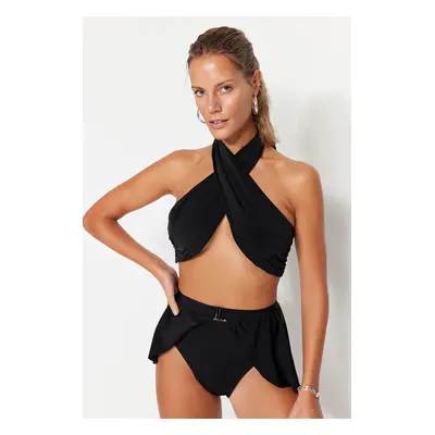 Trendyol Black Bralet kötött bikini felső