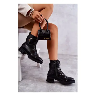 Insulated Leather Snake Boots Black Colira