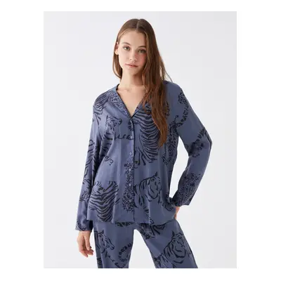 LC Waikiki Shirt Collar Patterned Long Sleeve Women's Pajama Set