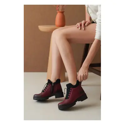 Riccon Claret Red Women's Combat Boots