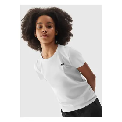 Girls' smooth T-shirt 4F - white