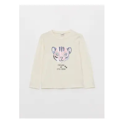 LC Waikiki Crew Neck Printed Long Sleeve Girls' T-Shirt