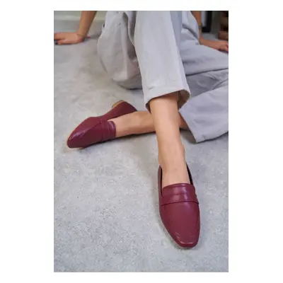 NİŞANTAŞI SHOES Viola Claret Red Matte Flat Sole Women's Ballerinas