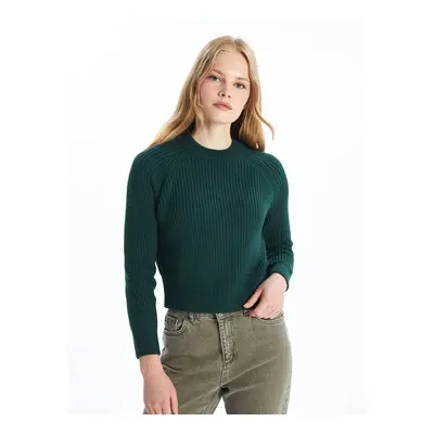 LC Waikiki LCW Vision Khaki Crew Neck Plain Long Sleeve Women's Knitwear Sweater