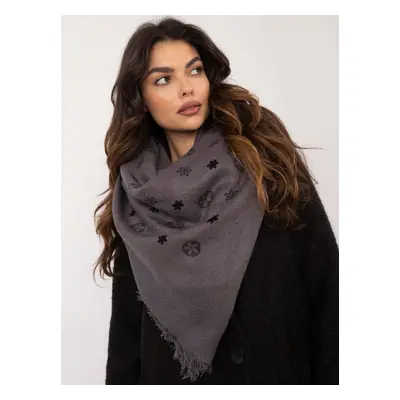 Dark grey women's scarf with print