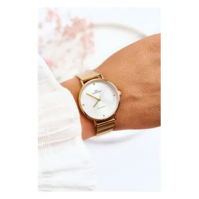 Women's waterproof watch on a bracelet Giorgio & Dario gold-white