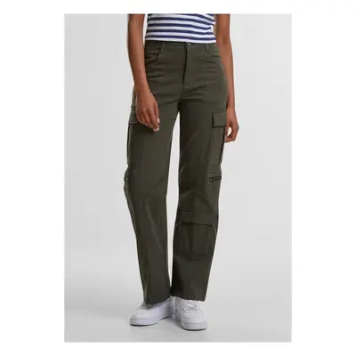 Women's Loose Utility Stretch Twill Olive Cargo Pants