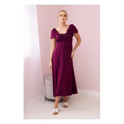 Women's dress with a tie at the neckline - purple