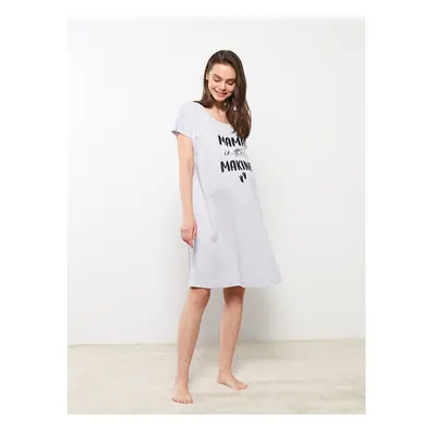 LC Waikiki Crew Neck Printed Short Sleeve Maternity Nightgown