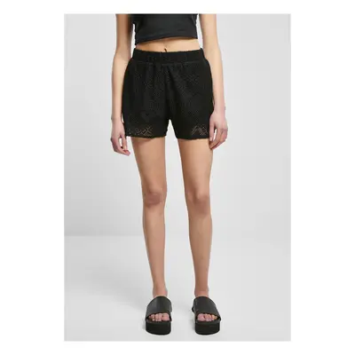 Women's Crochet Lace Resort Shorts in Black