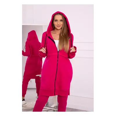 Insulated set with a long sweatshirt in fuchsia color