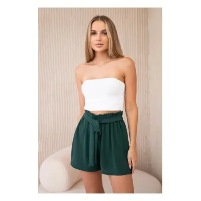 Viscose shorts tied at the waist dark green