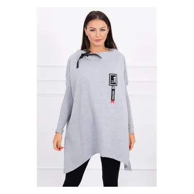 Oversize sweatshirt with asymmetrical sides in gray color