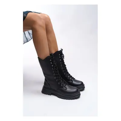 Riccon Khervikh Women's Long Combat Boots Black