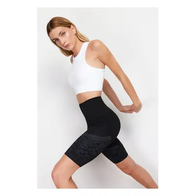 Trendyol Black Pattern Detailed Seamless/Seamless Knitted Sport Biker/Cyclist/Short Leggings