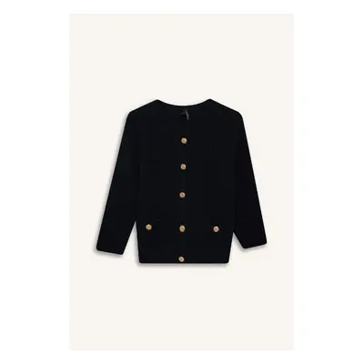 DEFACTO Regular Fit Crew Neck Textured Buttoned Cardigan