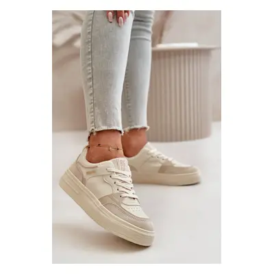 Women's low sneakers made of Eco Leather Big Star Beige