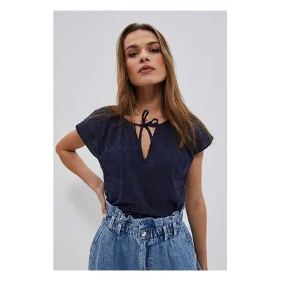 Cotton shirt blouse - dark blue