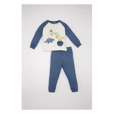 DEFACTO Baby Boy Printed Long Sleeve Top Long Bottom Cotton Pajama Set