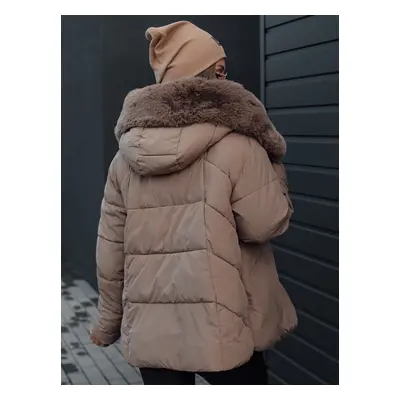 Women's winter jacket LUNAVI quilted with fur beige Dstreet