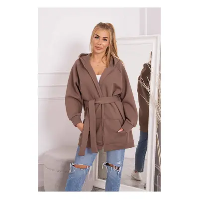 Insulated raincoat with waist tie mocha