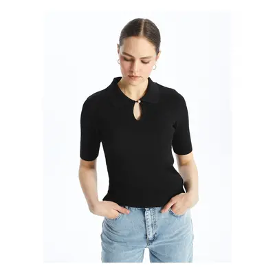 LC Waikiki Polo Neck Plain Short Sleeve Women's Knitwear Sweater