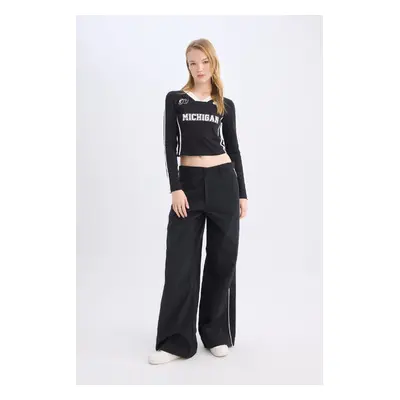 DEFACTO Cool Wide Leg Wide Leg Pocket Stripe Detailed Normal Waist Trousers