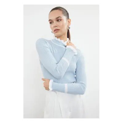 Trendyol Light Blue Color Block Knitwear Sweater